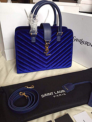 2015 New Saint Laurent Bag Cheap Sale- YSL 25CM Cabas Monogram Saint Laurent in Royal Blue Velet - Click Image to Close